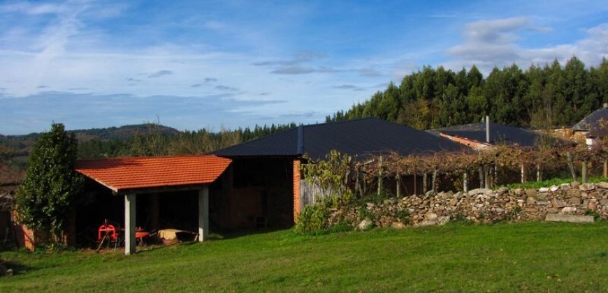 Freistehendes Bauernhaus mit Nebengebäude und viel Land